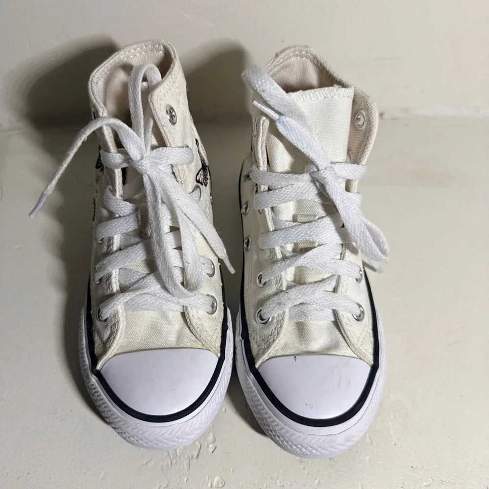 Converse Shoes High Top Butterfly Embroidered White Kids 11